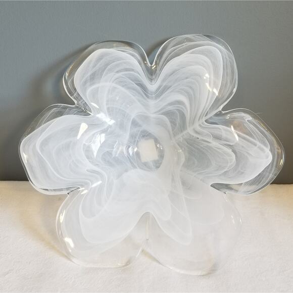Vintage Obestdorfer Glashutte Mundgeblasen Open Flower Blown Glass Art Bowl Dish - Picture 6 of 16